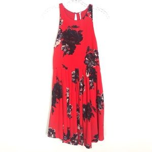 Free People Flutterby floral red sleeveless dress